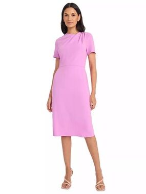 Maggy London Asymmetric Crew Neck Short Sleeve Dress Size 6 Bloom Lilac